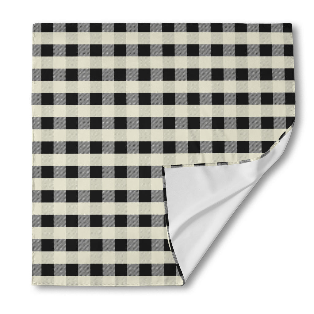 Beige And Black Buffalo Check Print Silk Bandana
