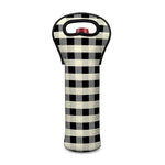 Beige And Black Buffalo Check Print Single Neoprene Wine Tote