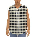 Beige And Black Buffalo Check Print Sleeveless Baseball Jersey