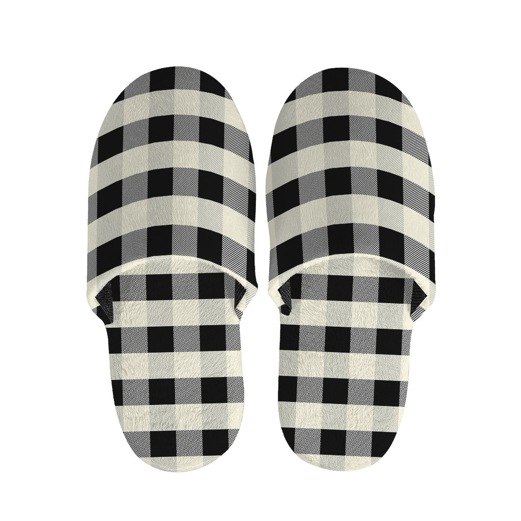 Beige And Black Buffalo Check Print Slippers