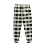 Beige And Black Buffalo Check Print Sweatpants