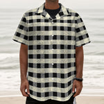 Beige And Black Buffalo Check Print Textured Short Sleeve Shirt