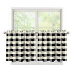 Beige And Black Buffalo Check Print Tier Curtains