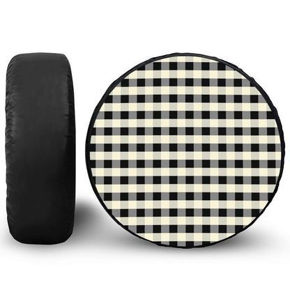 Beige And Black Buffalo Check Print Tire Cover