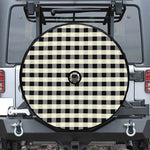 Beige And Black Buffalo Check Print Tire Cover With Camera Hole