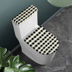 Beige And Black Buffalo Check Print Toilet Lid And Tank Cover Set