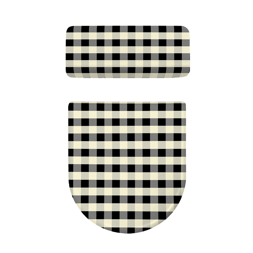 Beige And Black Buffalo Check Print Toilet Lid And Tank Cover Set