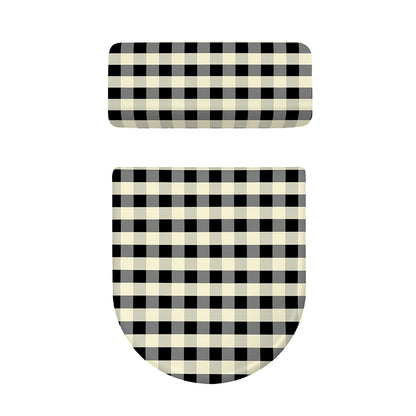 Beige And Black Buffalo Check Print Toilet Lid And Tank Cover Set