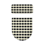 Beige And Black Buffalo Check Print Toilet Lid And Tank Cover Set