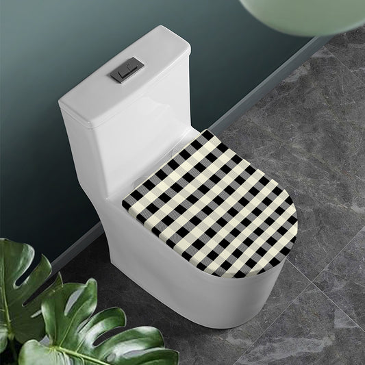 Beige And Black Buffalo Check Print Toilet Lid Cover