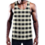 Beige And Black Buffalo Check Print Training Tank Top
