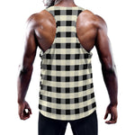 Beige And Black Buffalo Check Print Training Tank Top
