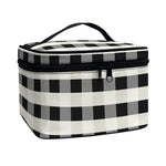 Beige And Black Buffalo Check Print Travel Makeup Bag