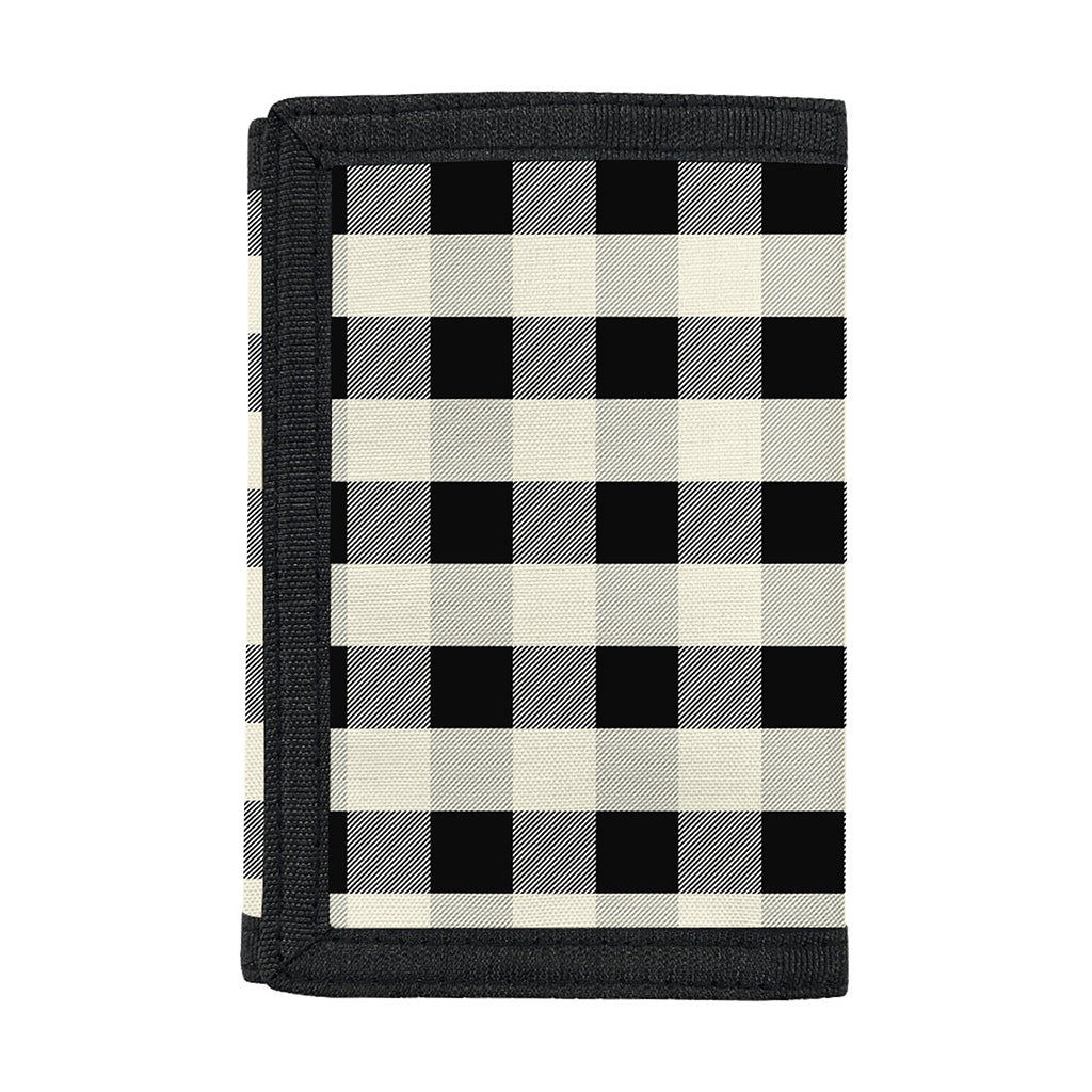 Beige And Black Buffalo Check Print Trifold Wallet