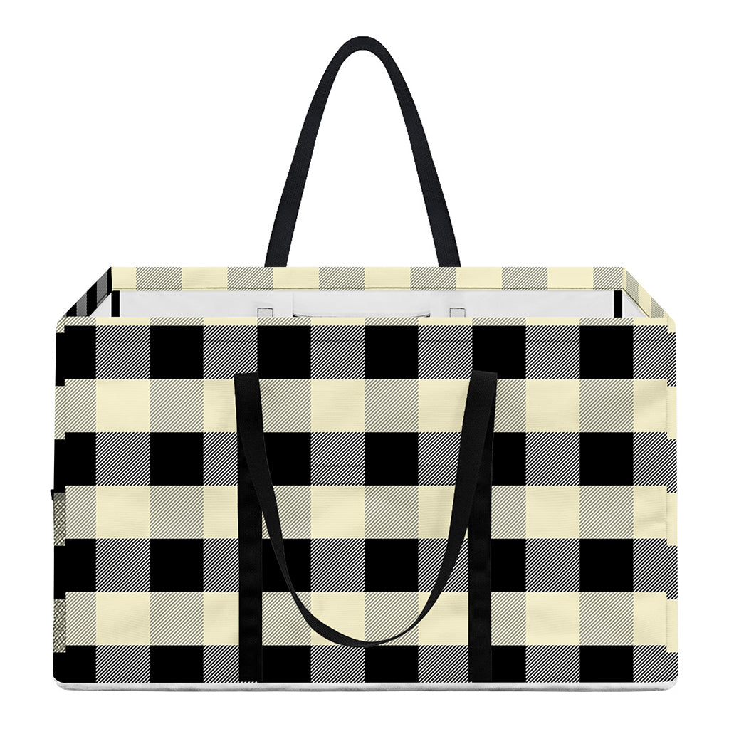 Beige And Black Buffalo Check Print Utility Tote Bag