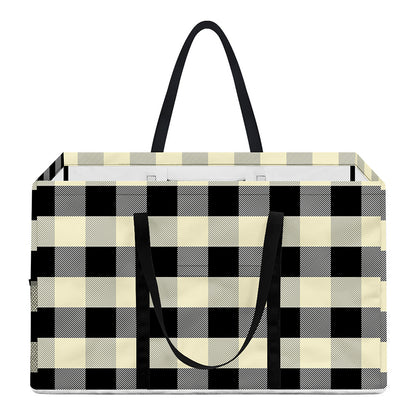 Beige And Black Buffalo Check Print Utility Tote Bag