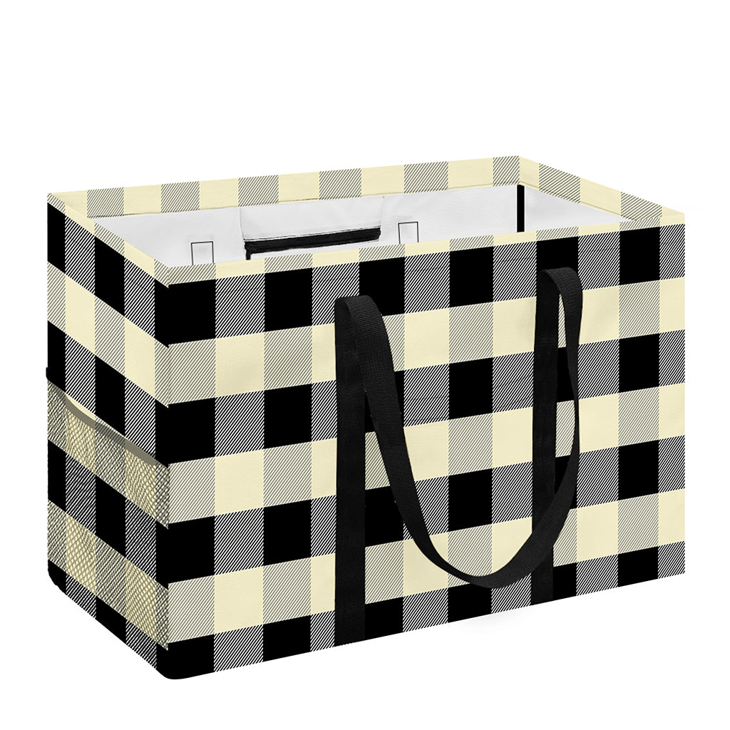 Beige And Black Buffalo Check Print Utility Tote Bag
