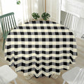 Beige And Black Buffalo Check Print Waterproof Round Tablecloth