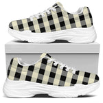 Beige And Black Buffalo Check Print White Chunky Shoes
