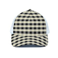 Beige And Black Buffalo Check Print White Mesh Trucker Hat