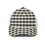 Beige And Black Buffalo Check Print White Mesh Trucker Cap