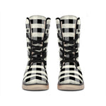 Beige And Black Buffalo Check Print Winter Boots