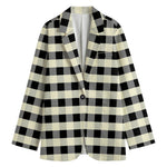 Beige And Black Buffalo Check Print Women's Blazer