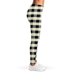 Beige And Black Buffalo Check Print Women's Leggings