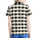 Beige And Black Buffalo Check Print Women's Polo Shirt