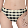 Beige And Black Buffalo Check Print Women's Thong