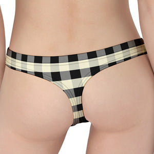 Beige And Black Buffalo Check Print Women's Thong