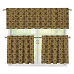 Beige And Black Orthodox Pattern Print 3 Piece Kitchen Curtains