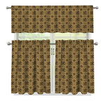 Beige And Black Orthodox Pattern Print 3 Piece Kitchen Curtains