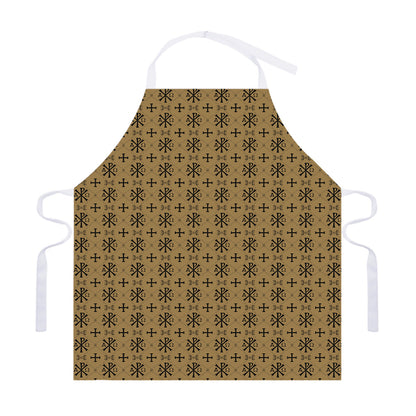 Beige And Black Orthodox Pattern Print Adjustable Apron