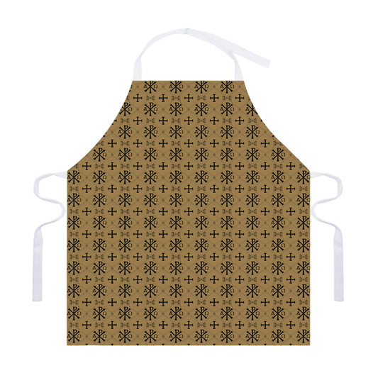 Beige And Black Orthodox Pattern Print Adjustable Apron