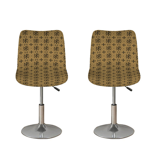 Beige And Black Orthodox Pattern Print Bar Stool Covers