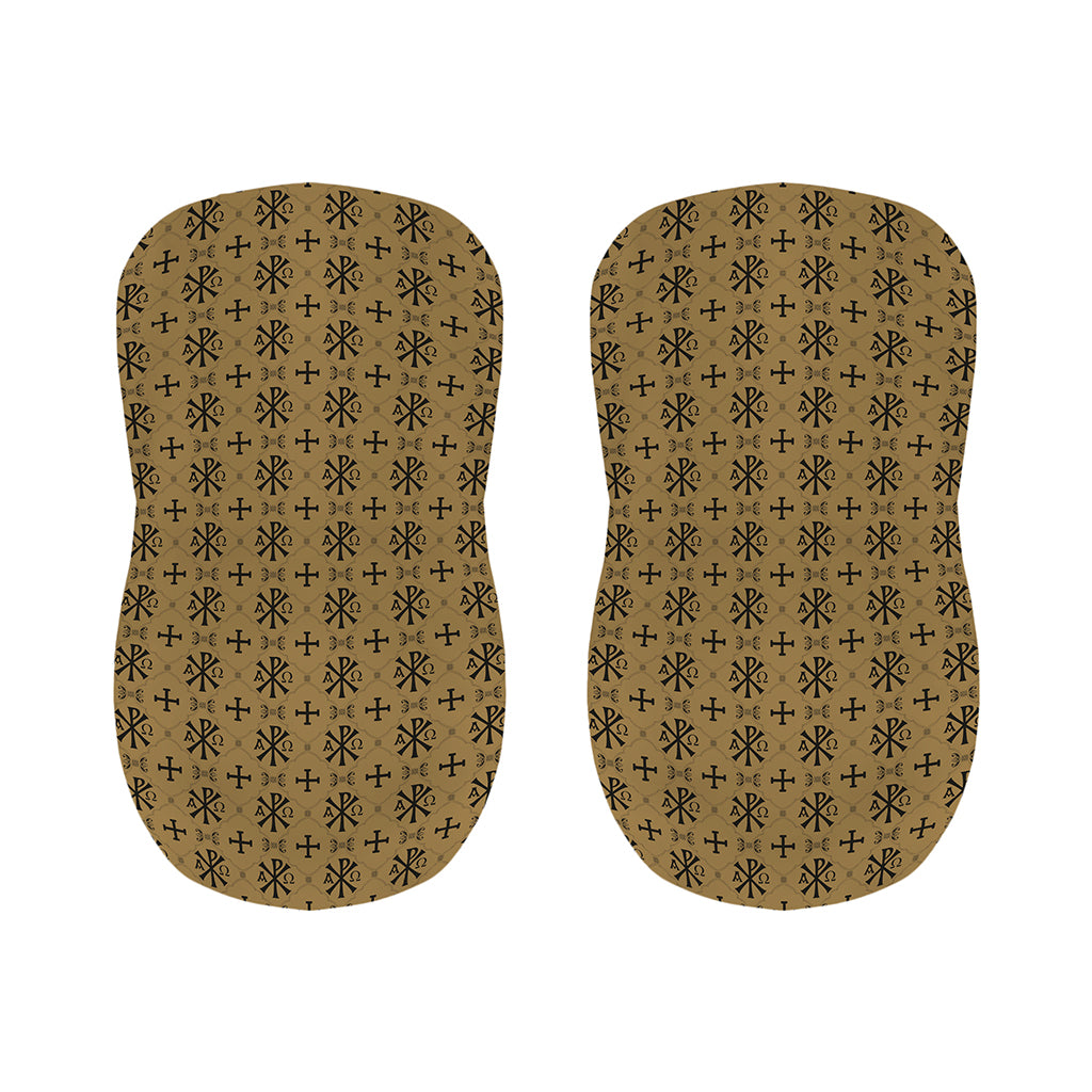 Beige And Black Orthodox Pattern Print Bar Stool Covers