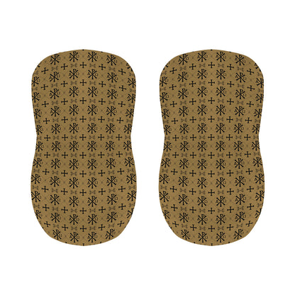 Beige And Black Orthodox Pattern Print Bar Stool Covers
