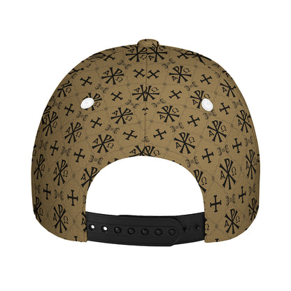 Beige And Black Orthodox Pattern Print Baseball Cap