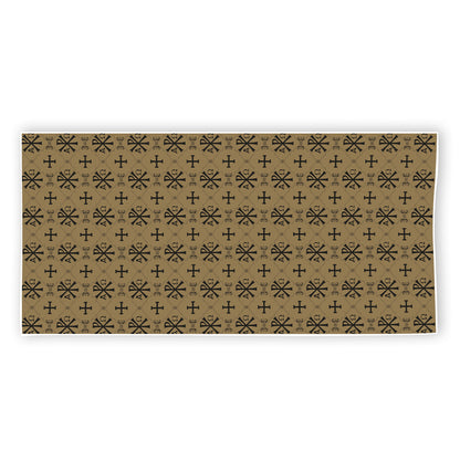 Beige And Black Orthodox Pattern Print Beach Towel