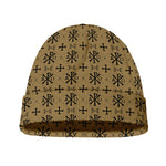 Beige And Black Orthodox Pattern Print Beanie