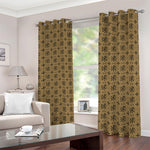 Beige And Black Orthodox Pattern Print Blackout Grommet Curtains