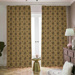 Beige And Black Orthodox Pattern Print Blackout Pencil Pleat Curtains