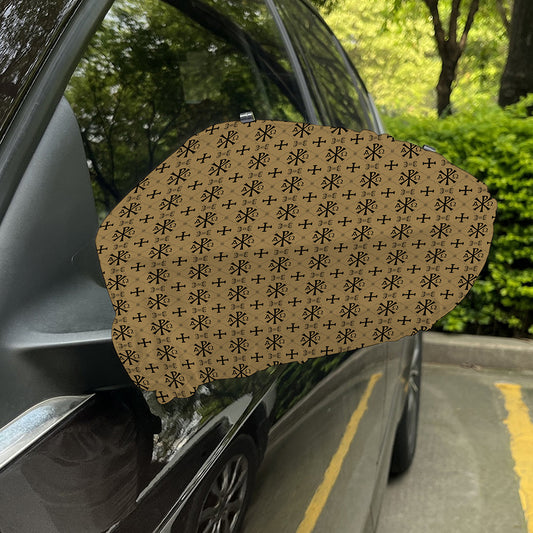 Beige And Black Orthodox Pattern Print Car Side Mirror Covers
