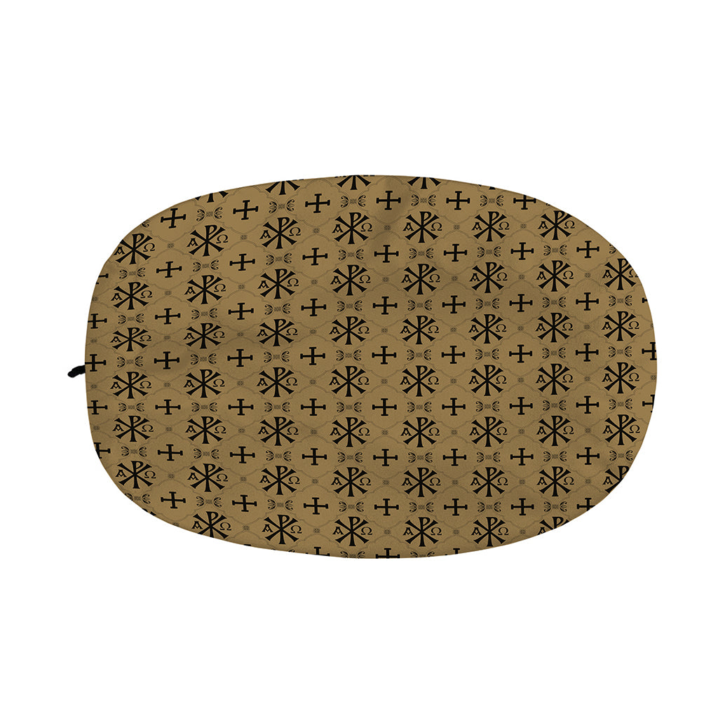 Beige And Black Orthodox Pattern Print Car Side Mirror Covers