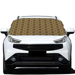 Beige And Black Orthodox Pattern Print Car Windshield Snow Cover