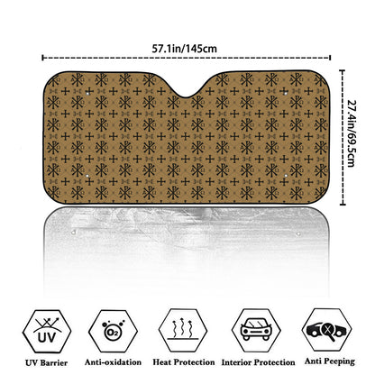 Beige And Black Orthodox Pattern Print Car Windshield Sun Shade