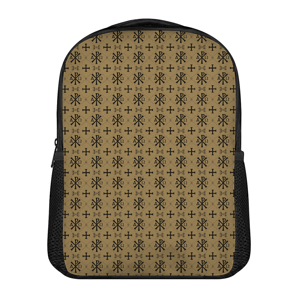 Beige And Black Orthodox Pattern Print Casual Backpack