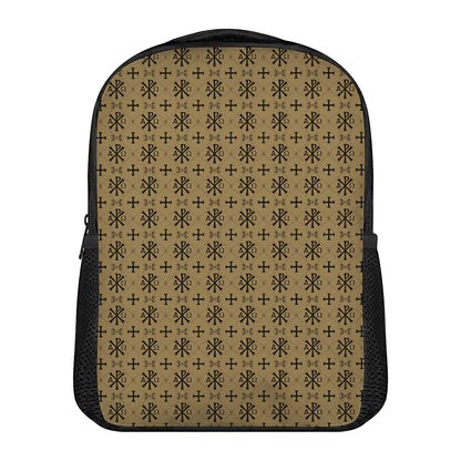 Beige And Black Orthodox Pattern Print Casual Backpack