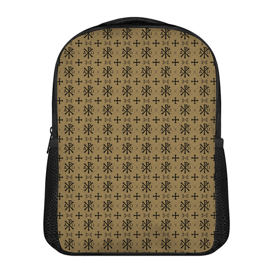Beige And Black Orthodox Pattern Print Casual Backpack